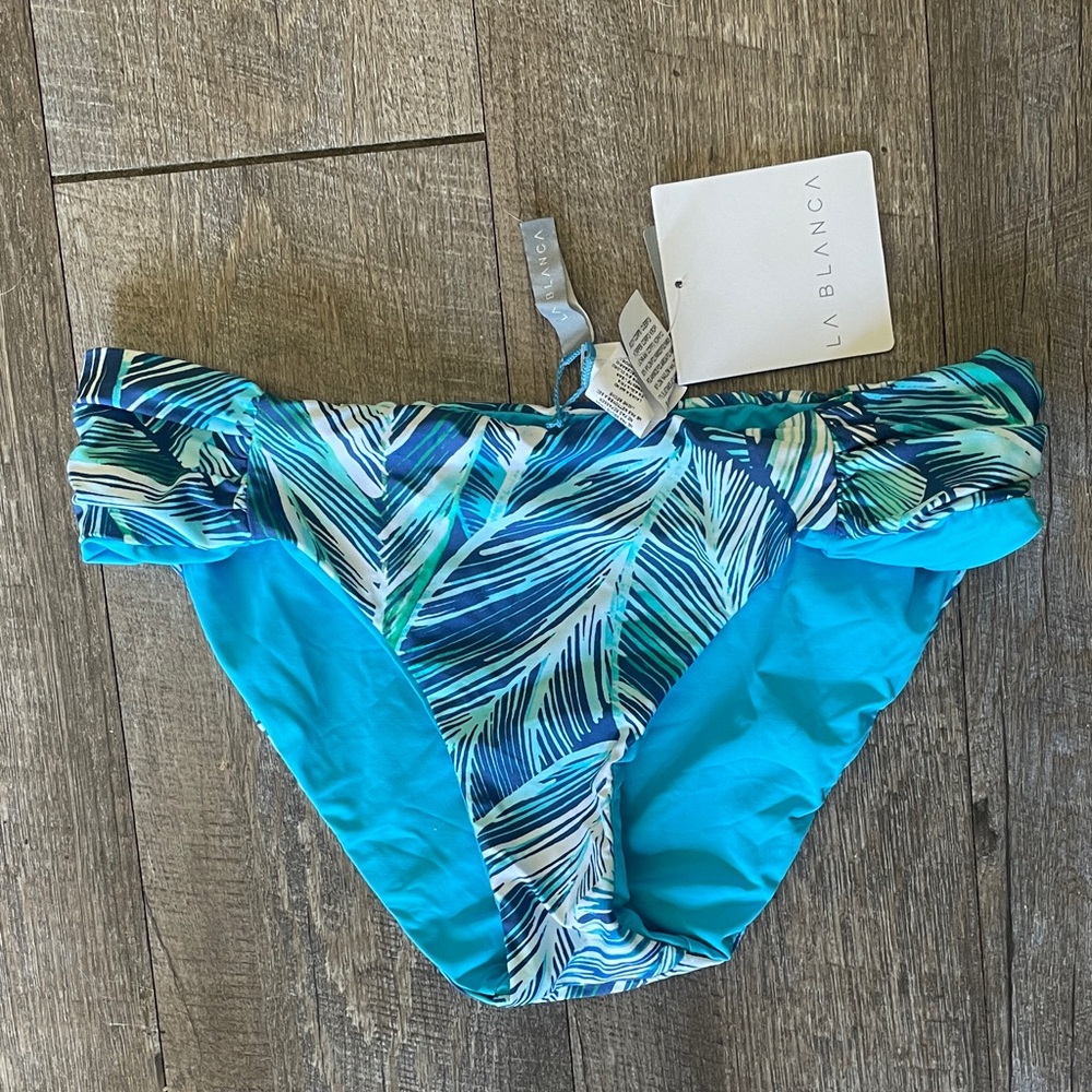 NWT La Blanca Palm Print & Solid Reversible Bikini Bottoms